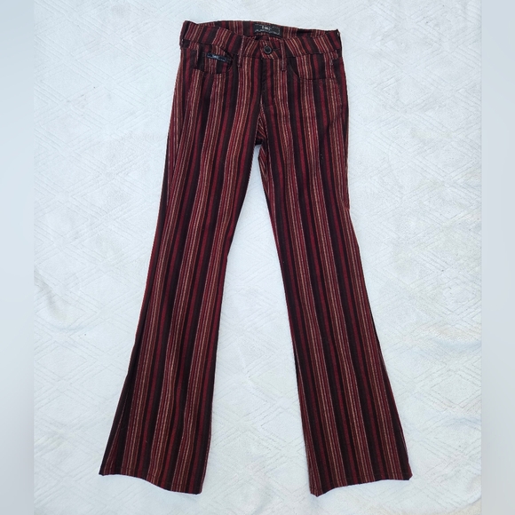 lei Pants - VINTAGE Y2K L.E.I. STRIPED FLARE PANTS SZ 1